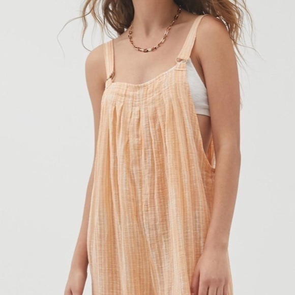 Urban Outfitters Peach Jaden Striped Scoop Back Wide Leg Lightweight Jumpsuit - Picture 7 of 17